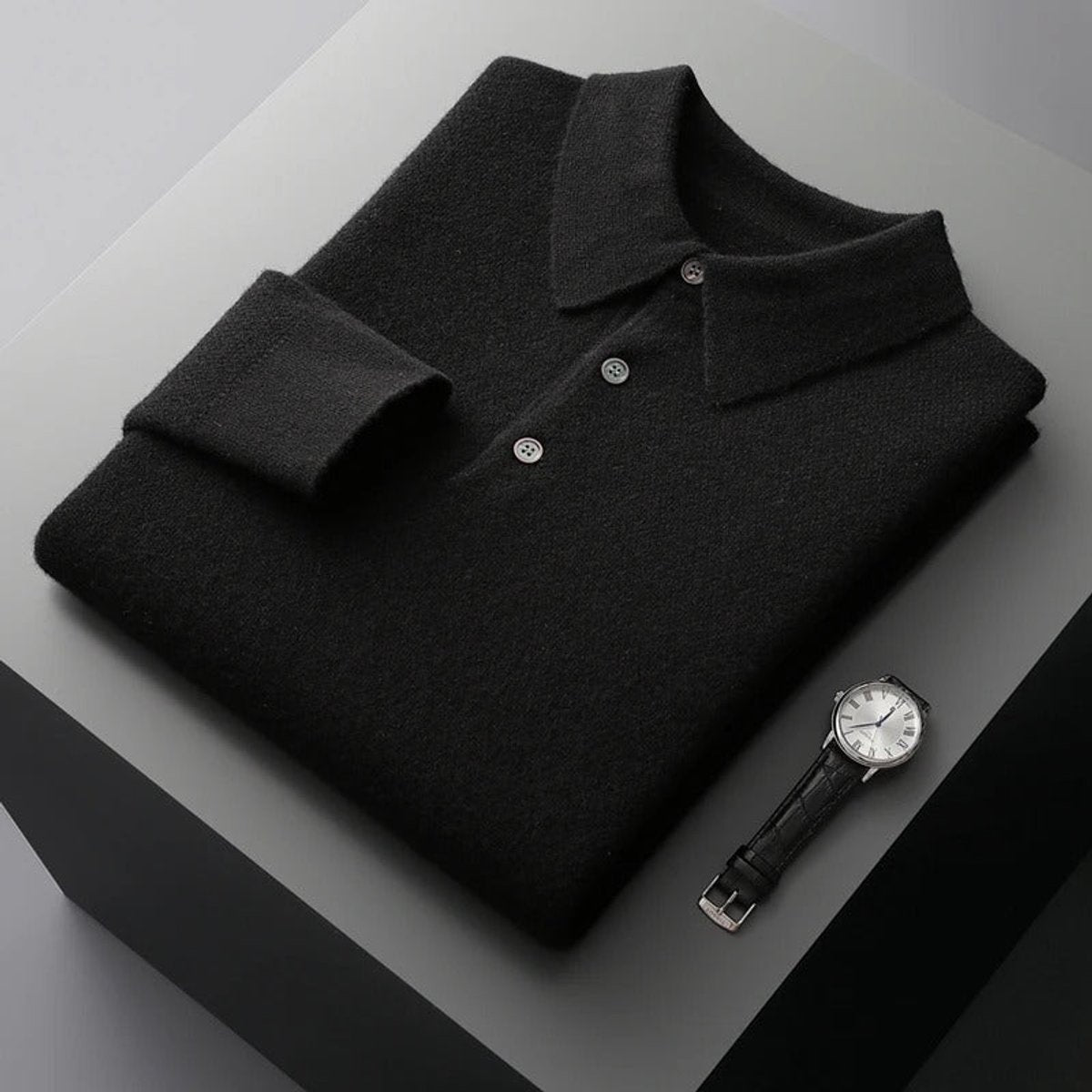 Men's Cashmere Polo Knit Sweater