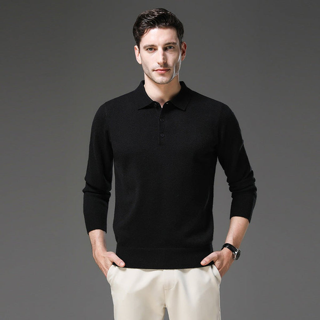 Men's Cashmere Polo Knit Sweater