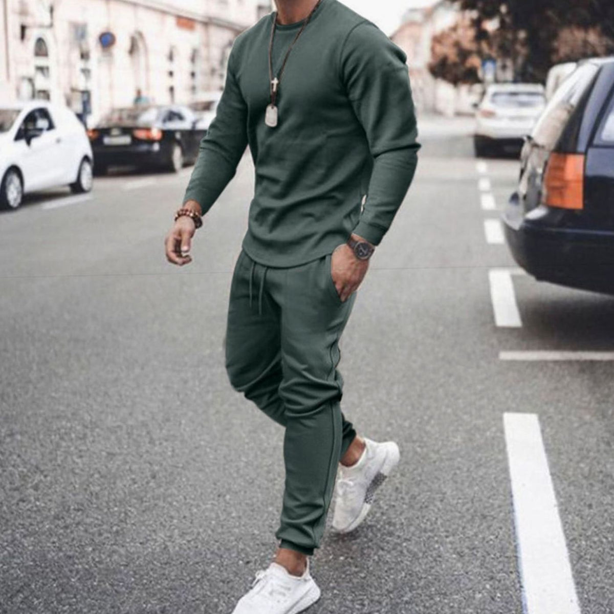 Men's Long Sleeve Crew Neck Tracksuit Jogger Set