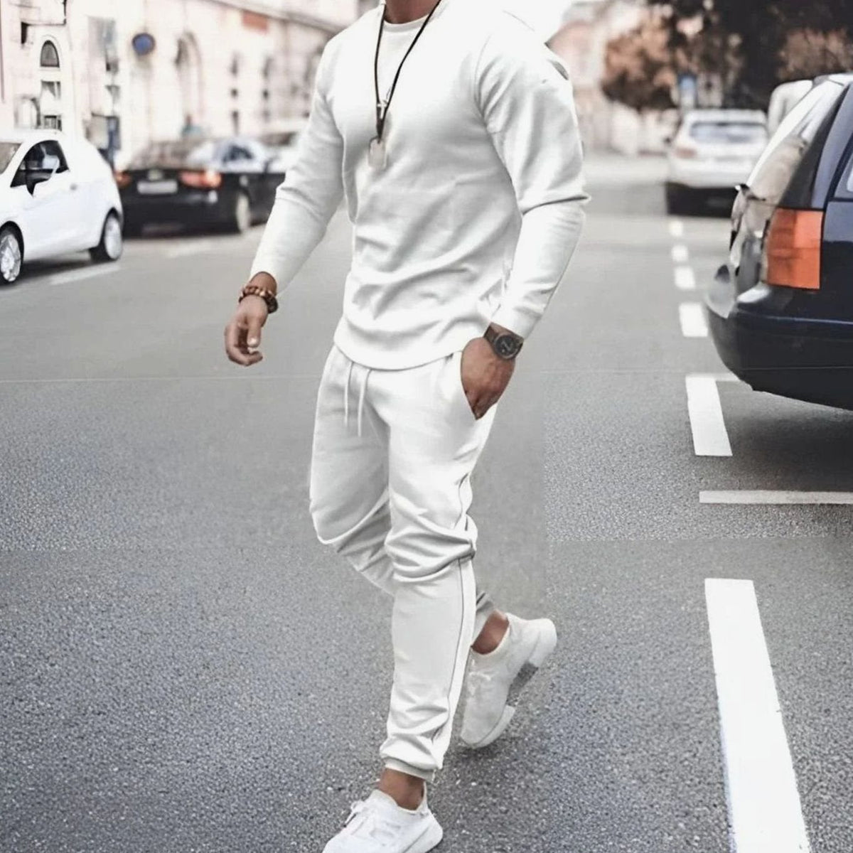 Men's Long Sleeve Crew Neck Tracksuit Jogger Set