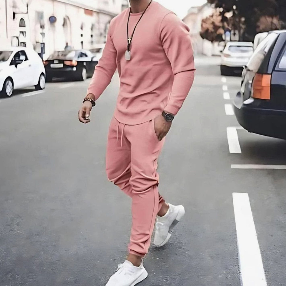 Men's Long Sleeve Crew Neck Tracksuit Jogger Set