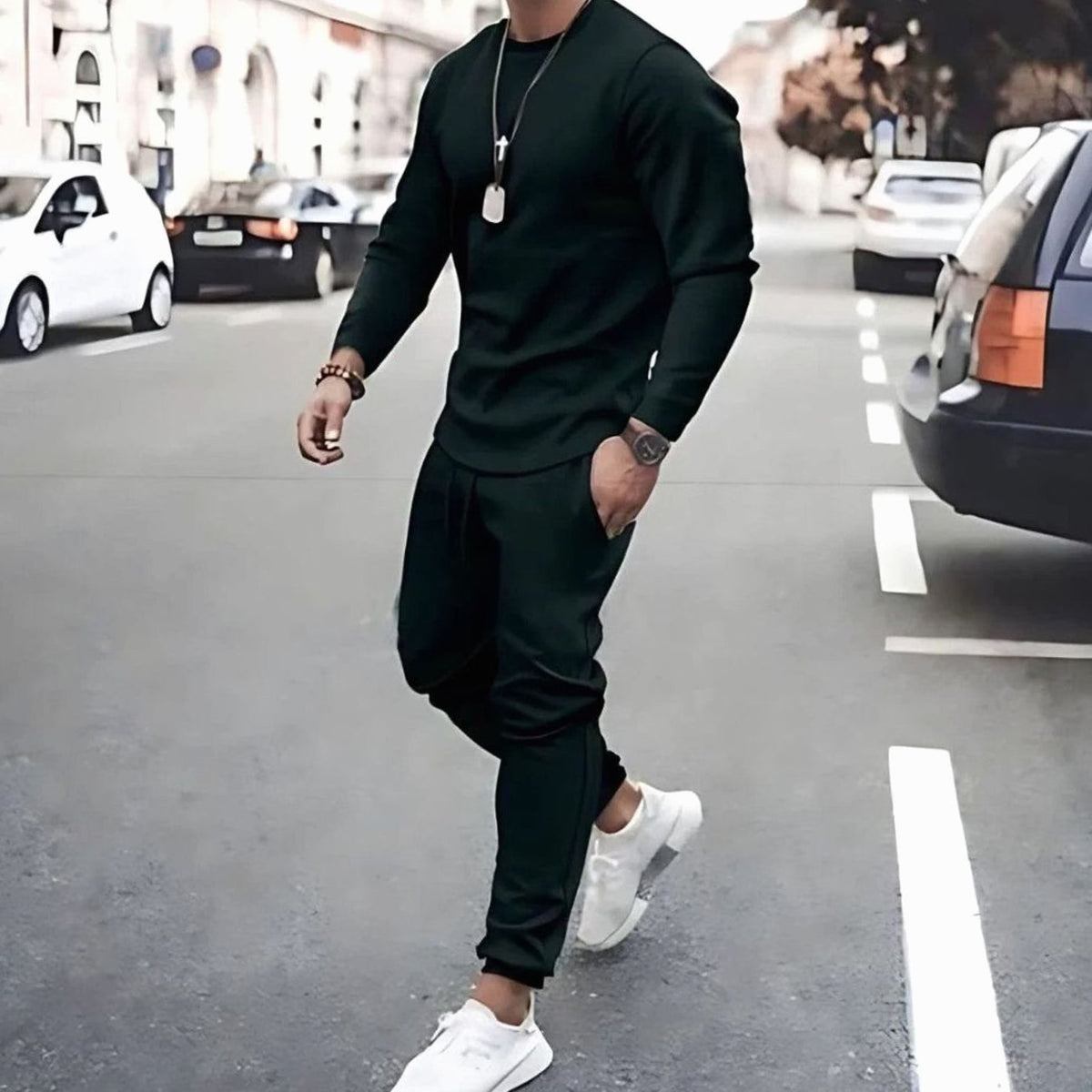 Men's Long Sleeve Crew Neck Tracksuit Jogger Set