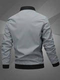 Men's Casual Baseball Collar Bomber Jacket - Space Gray