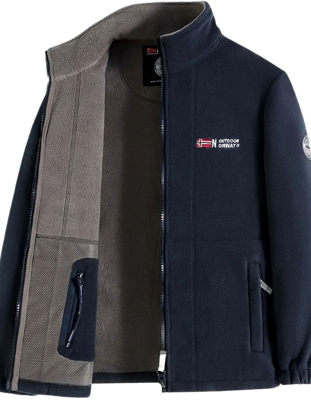 Men's Full-Zip Stand-Collar Fleece Jacket - Navy