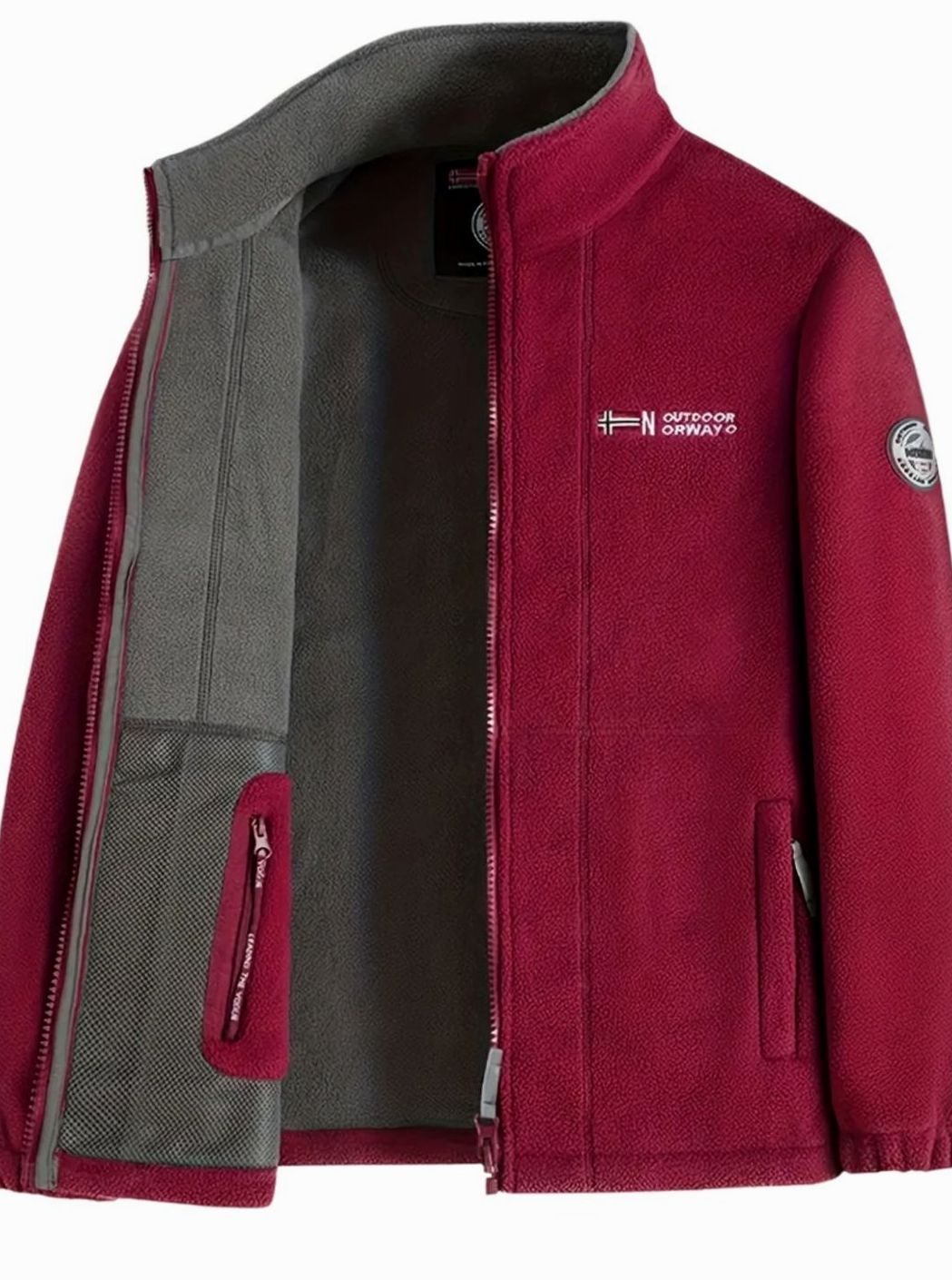 Men's Full-Zip Stand-Collar Fleece Jacket