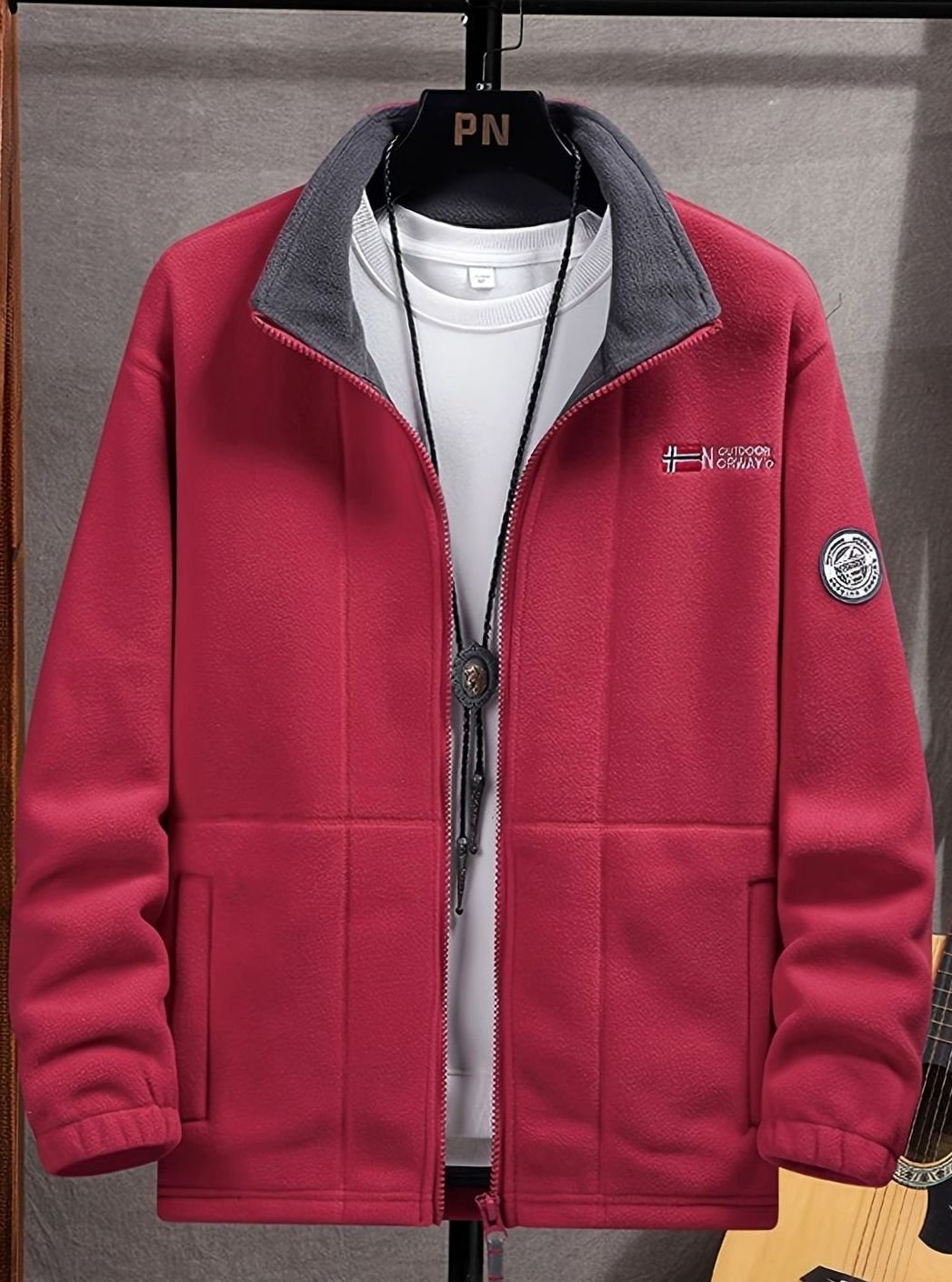 Men's Full-Zip Stand-Collar Fleece Jacket