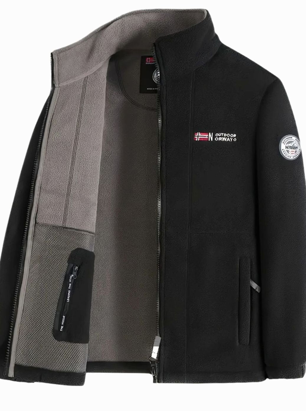 Men's Full-Zip Stand-Collar Fleece Jacket