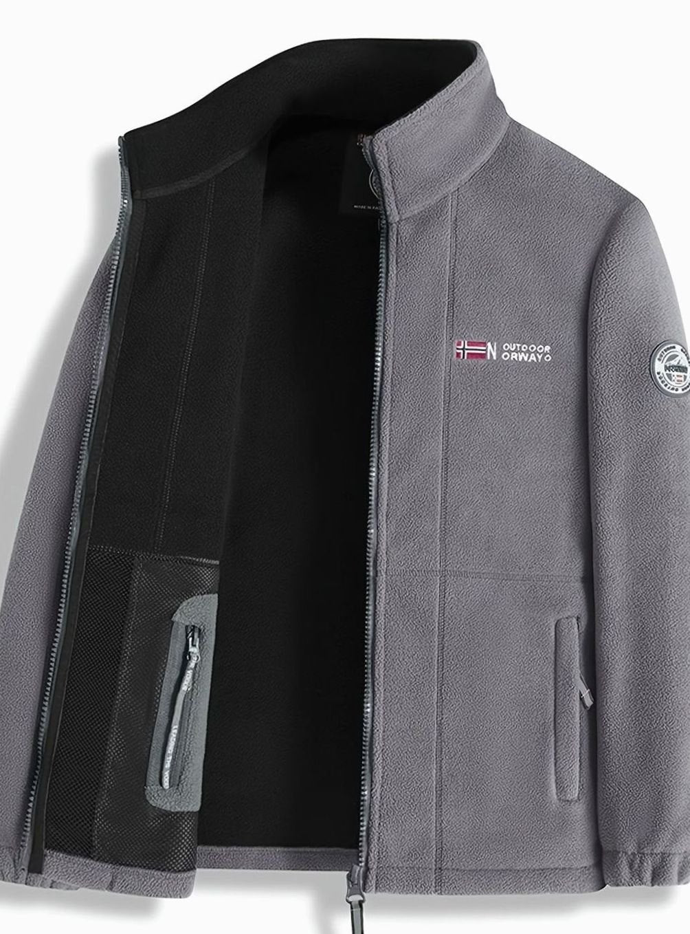 Men's Full-Zip Stand-Collar Fleece Jacket