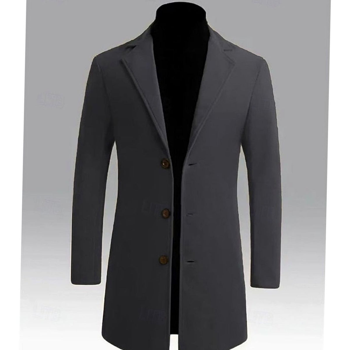 Men's Classic Single-Breasted Long Wool Overcoat