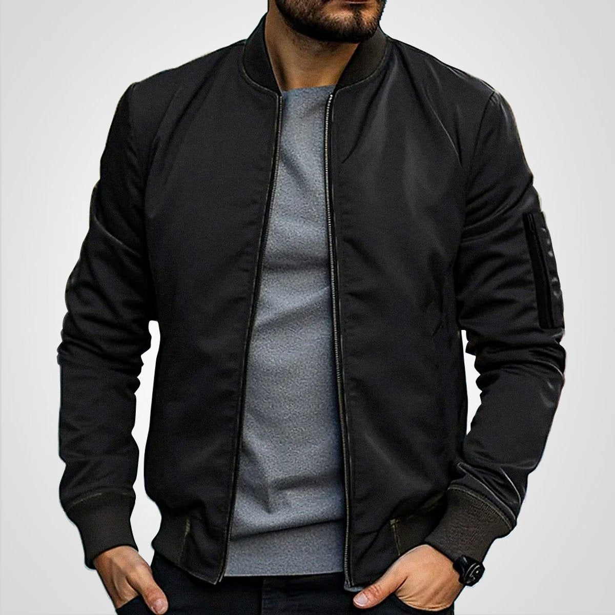 Men's Classic Slim-Fit Bomber Jacket