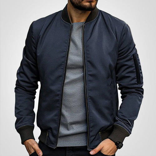 Men's Classic Slim-Fit Bomber Jacket - Dark Navy