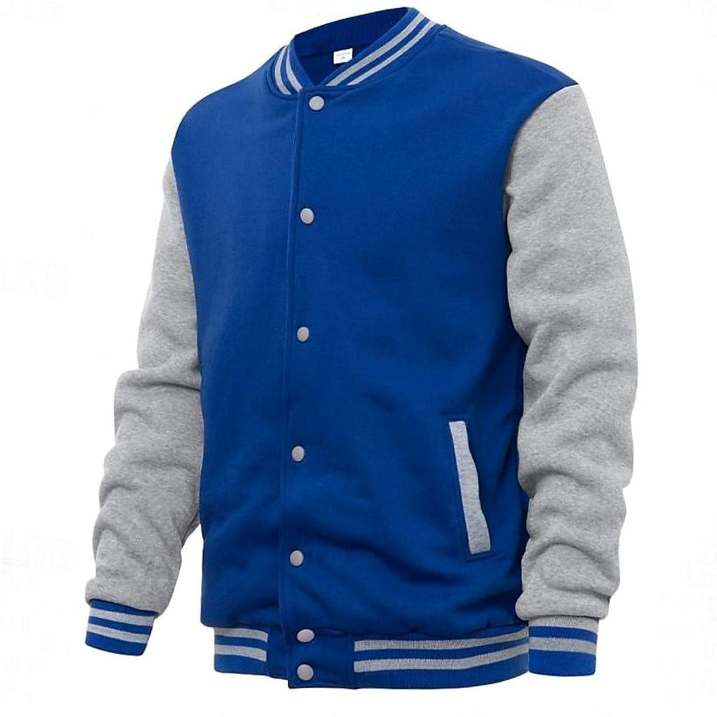 Men's Classic Snap-Front Varsity Bomber Jacket