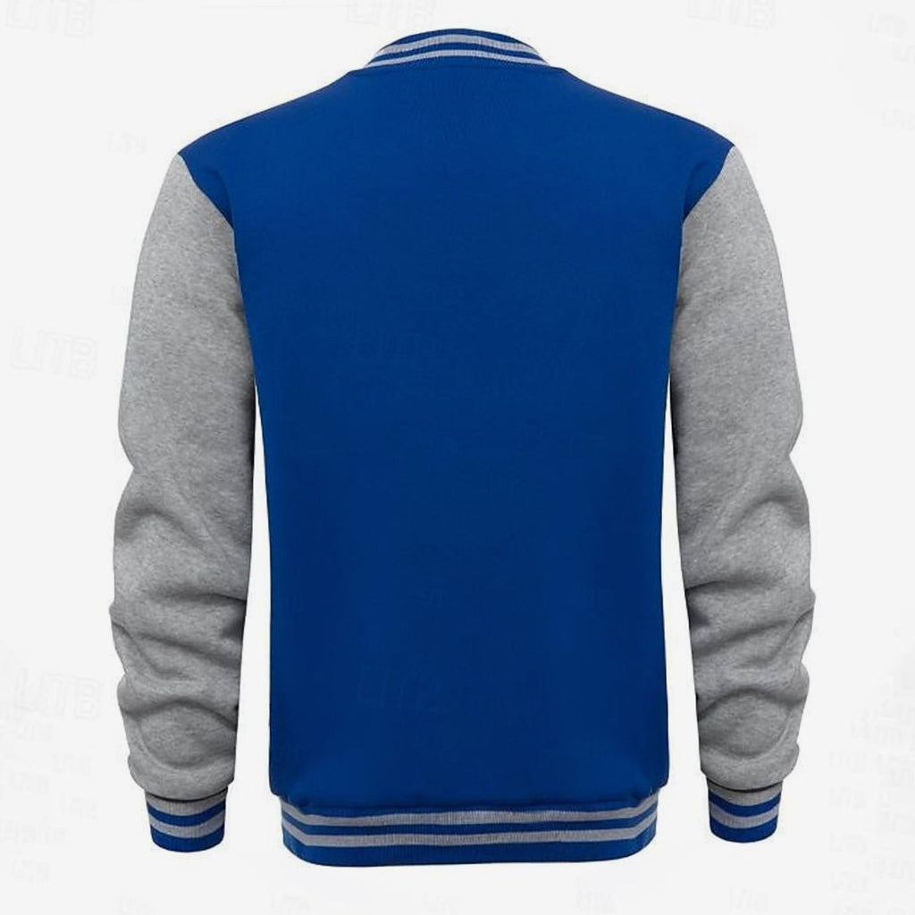 Men's Classic Snap-Front Varsity Bomber Jacket