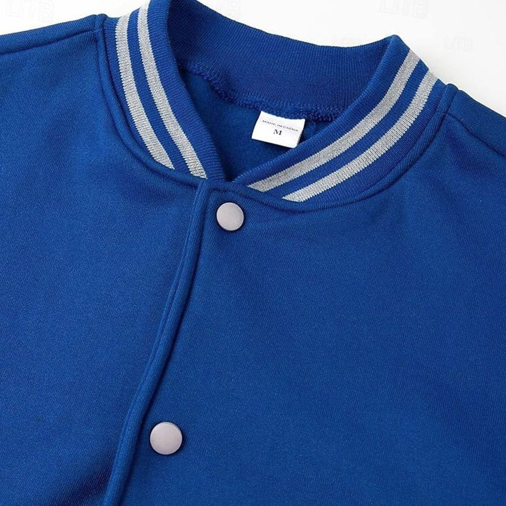 Men's Classic Snap-Front Varsity Bomber Jacket