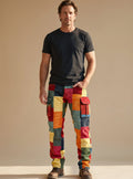 Men's Colorblock Patchwork Relaxed Fit Cargo Pants - Multicolor