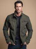 Men's Cotton Stand Collar Multi-Pocket Zip-Up Jacket - Army Green