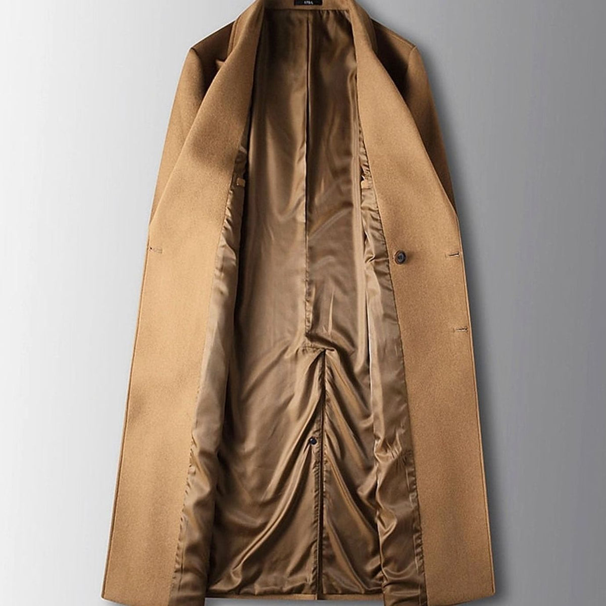 Men's Double-Breasted Wool Overcoat with Peak Lapels
