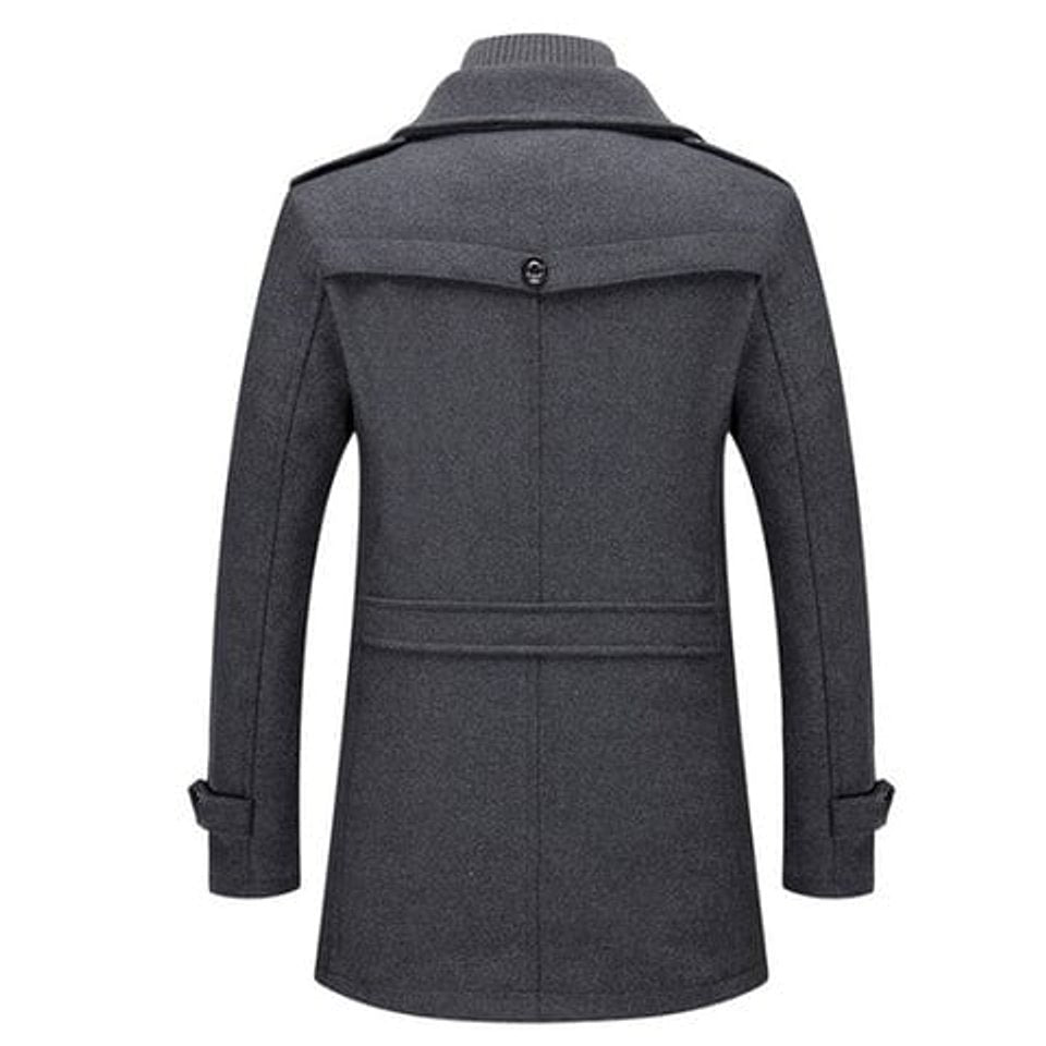 Men's Wool Blend Single-Breasted Layered Overcoat