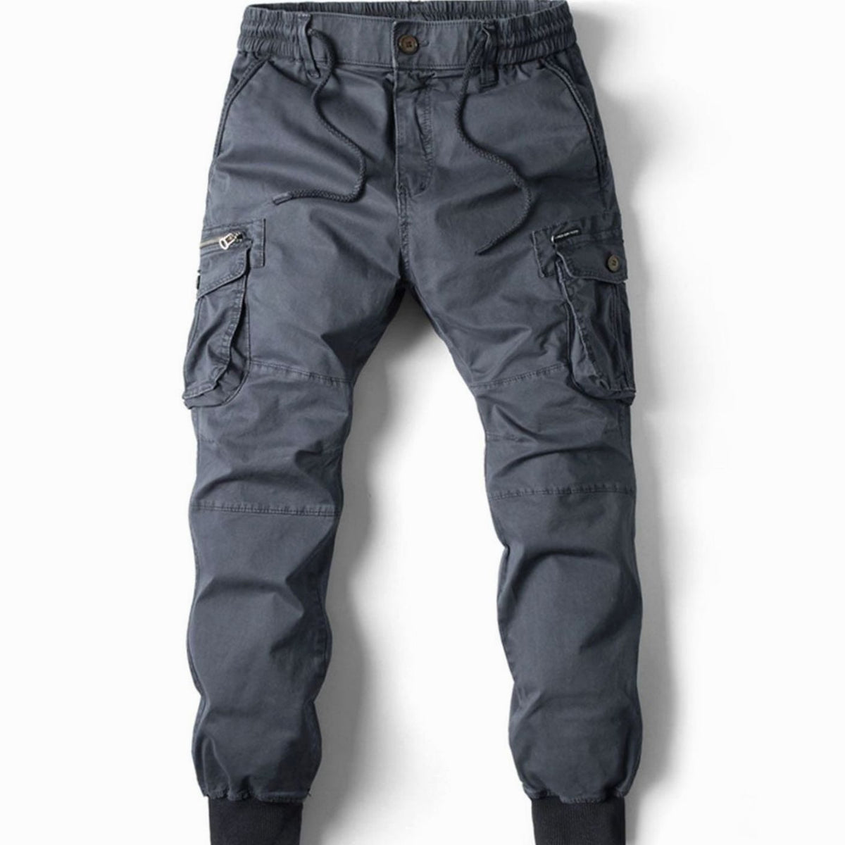 Men's Elastic Waist Tapered Cargo Jogger Pants - Dark Gray