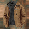 Men's Fleece-Lined Full-Zip Hooded Jacket - Brown