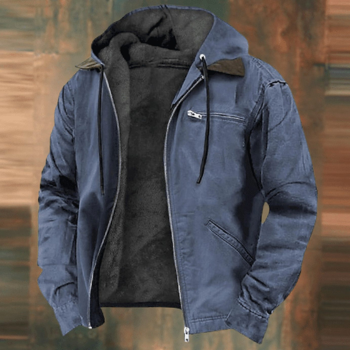 Men's Fleece-Lined Full-Zip Hooded Jacket - Green
