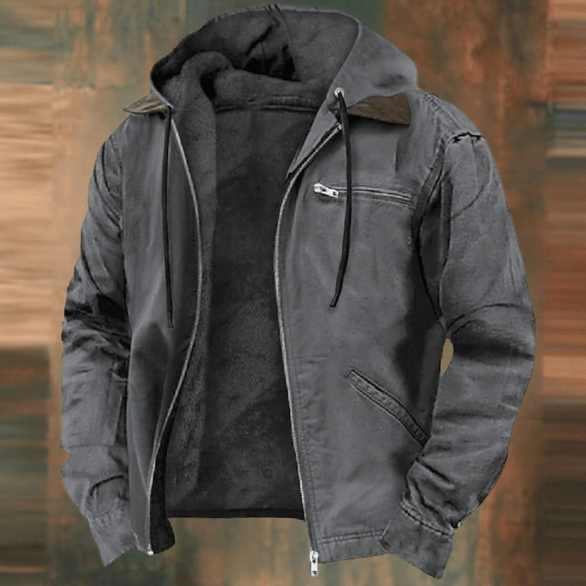 Men's Fleece-Lined Full-Zip Hooded Jacket