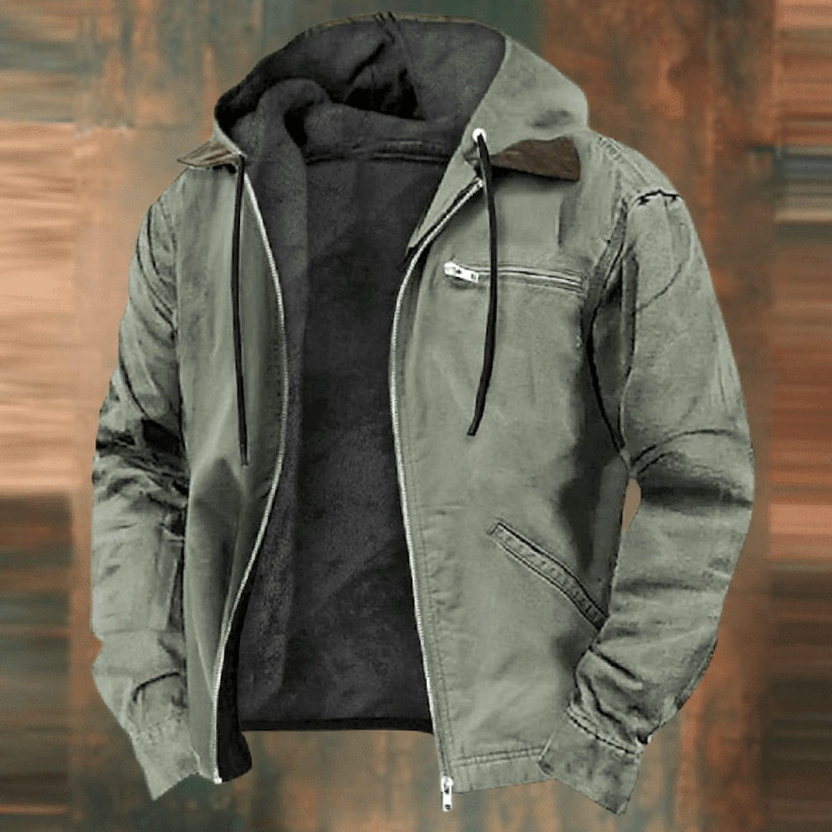 Men's Fleece-Lined Full-Zip Hooded Jacket