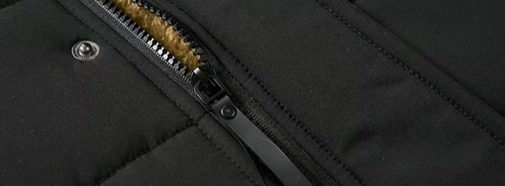 Men's Fleece-Lined Quilted Jacket With Detachable Fur-Trim Hood