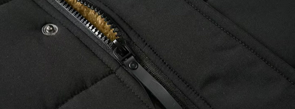 Men's Fleece-Lined Quilted Jacket With Detachable Fur-Trim Hood