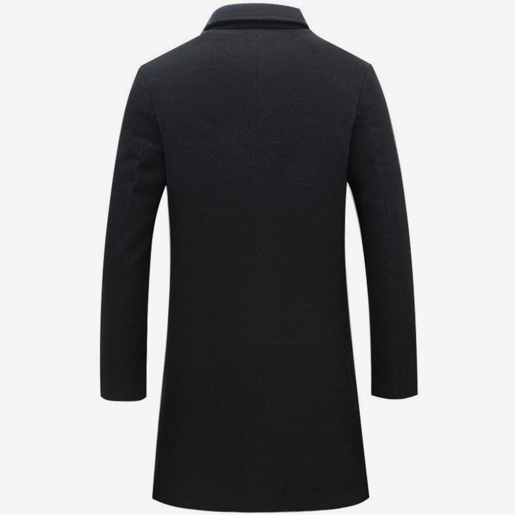 Men's Three-Button Single-Breasted Long Overcoat - Gray