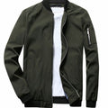 Men's Ribbed-Collar Lightweight Bomber Jacket - Army Green