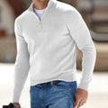 Men's Slim-Fit Half-Zip Stand Collar Sweater - White