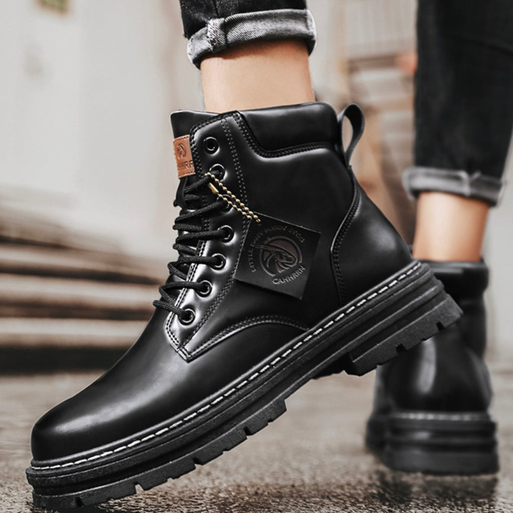Men's Heavy-Duty Lace-Up Ankle Boots with Lugged Sole