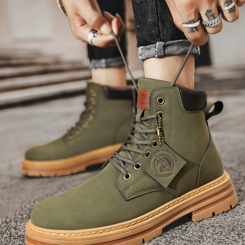 Men's Heavy-Duty Lace-Up Ankle Boots with Lugged Sole