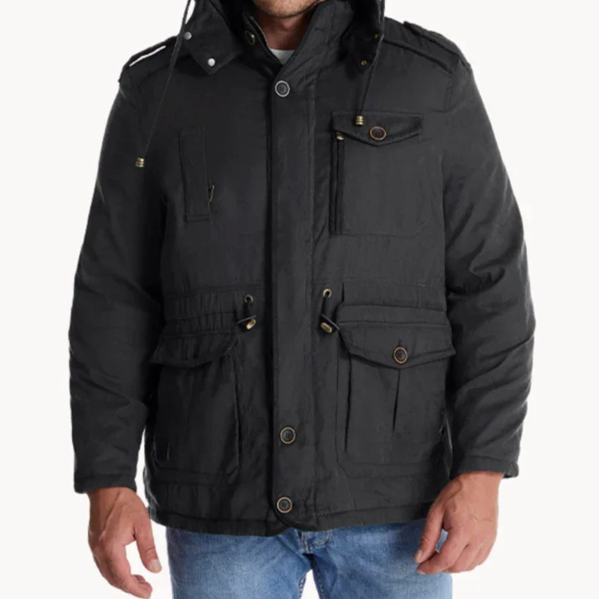Men's Insulated Multi-Pocket Hooded Parka Jacket