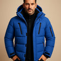 Men's Heavy-Duty Water-Resistant Hooded Puffer Jacket - Blue