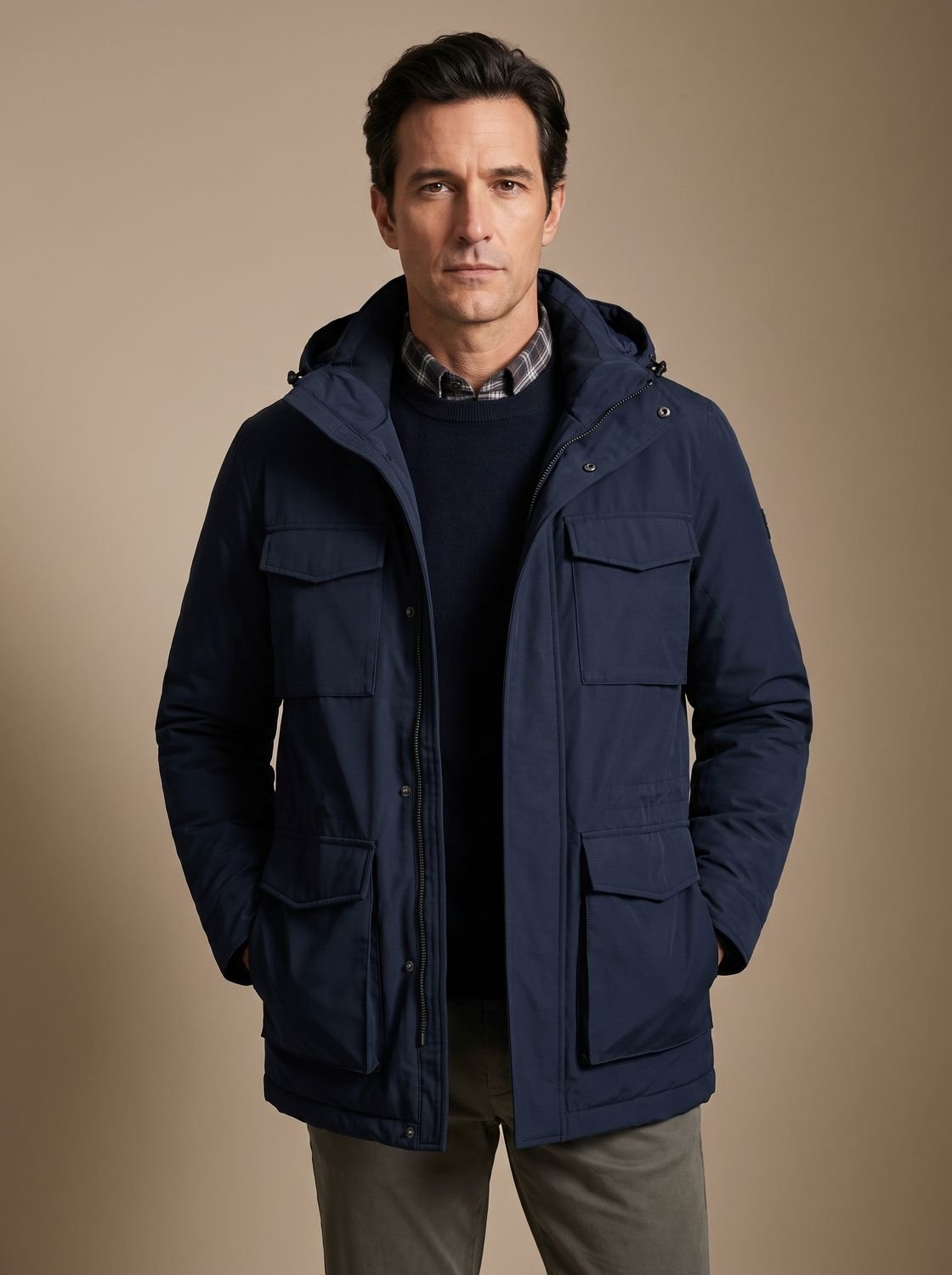 Men's Insulated Military Parka with Removable Hood