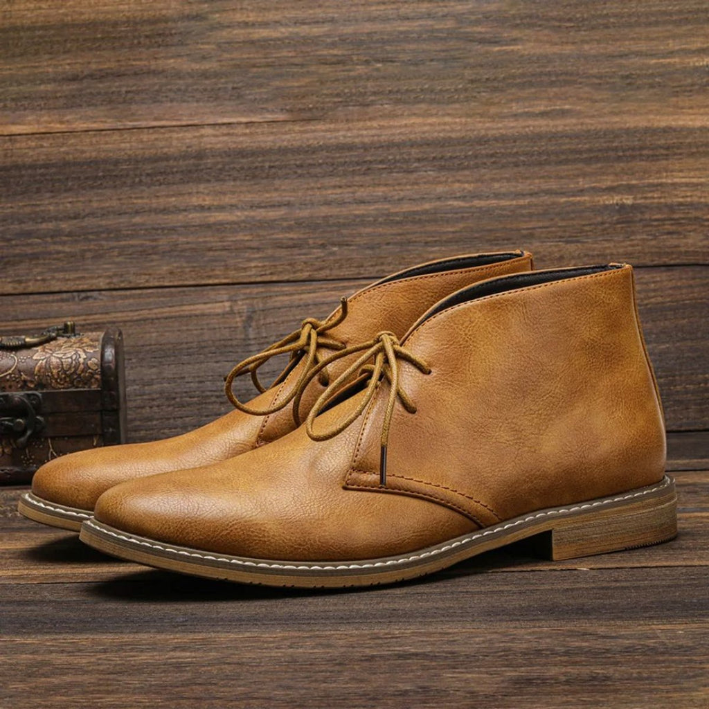 Men's Lace-Up Faux Leather Chukka Boots