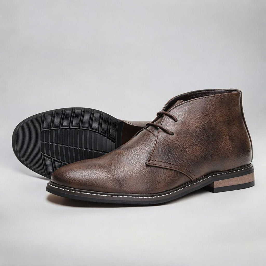 Men's Lace-Up Faux Leather Chukka Boots