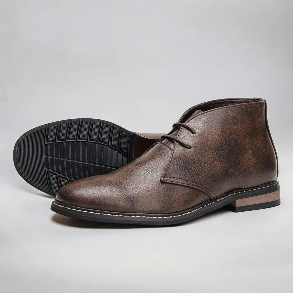 Men's Lace-Up Faux Leather Chukka Boots