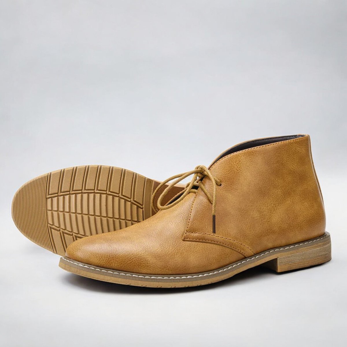 Men's Lace-Up Faux Leather Chukka Boots