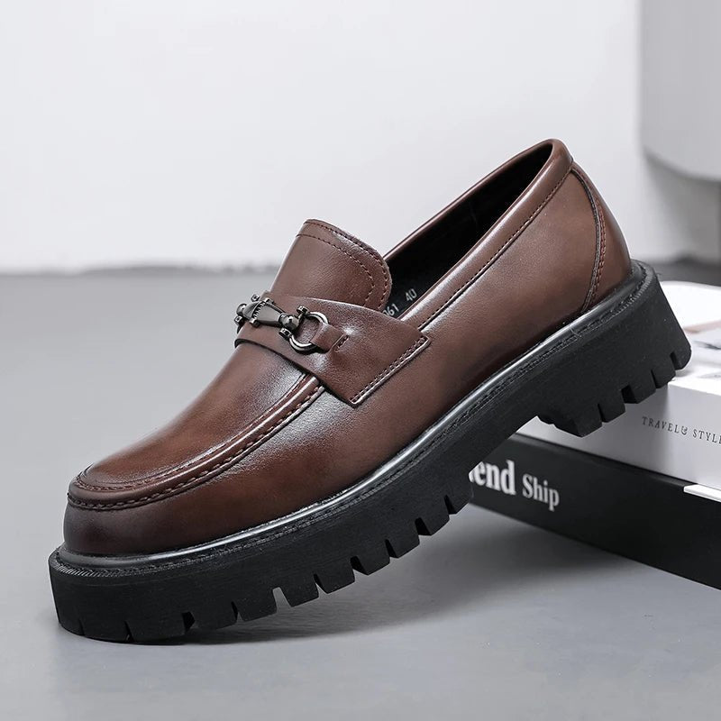 Men's Leather Platform Dress Loafers