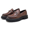 Men's Leather Platform Dress Loafers - Brown