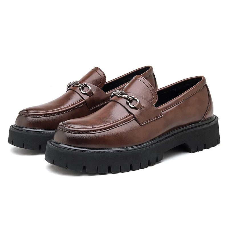 Men's Leather Platform Dress Loafers