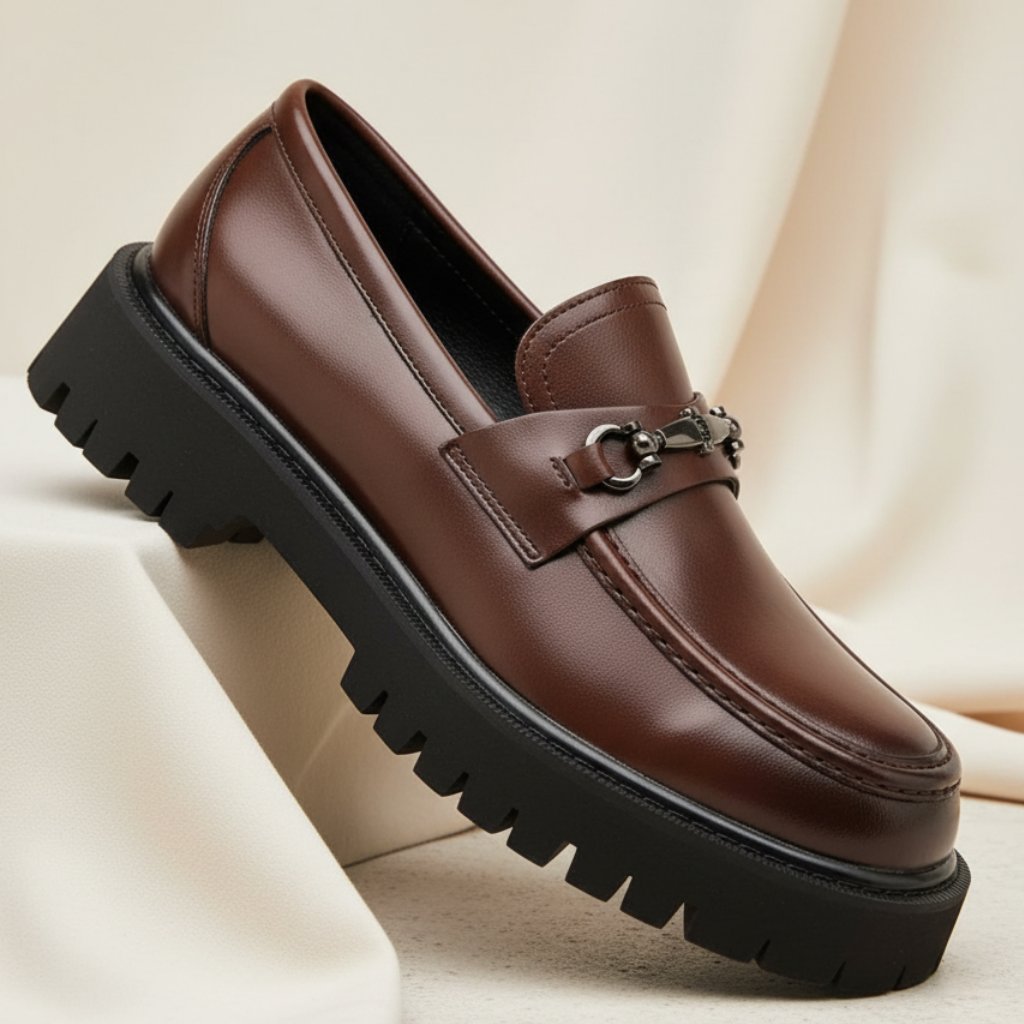 Men's Leather Platform Dress Loafers