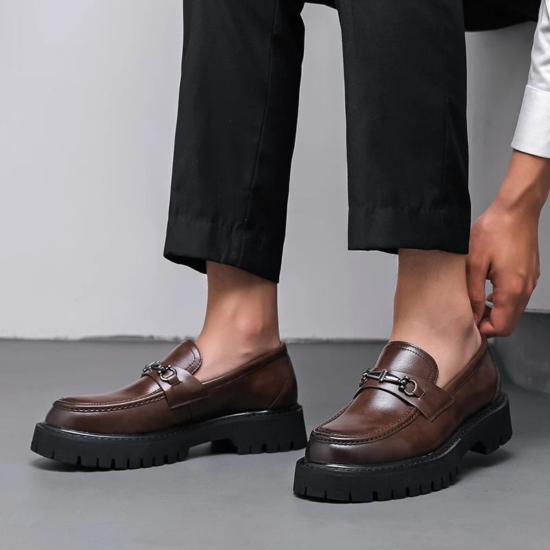 Men's Leather Platform Dress Loafers