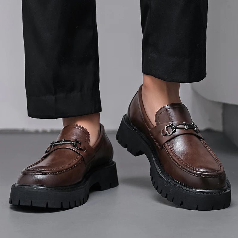 Men's Leather Platform Dress Loafers