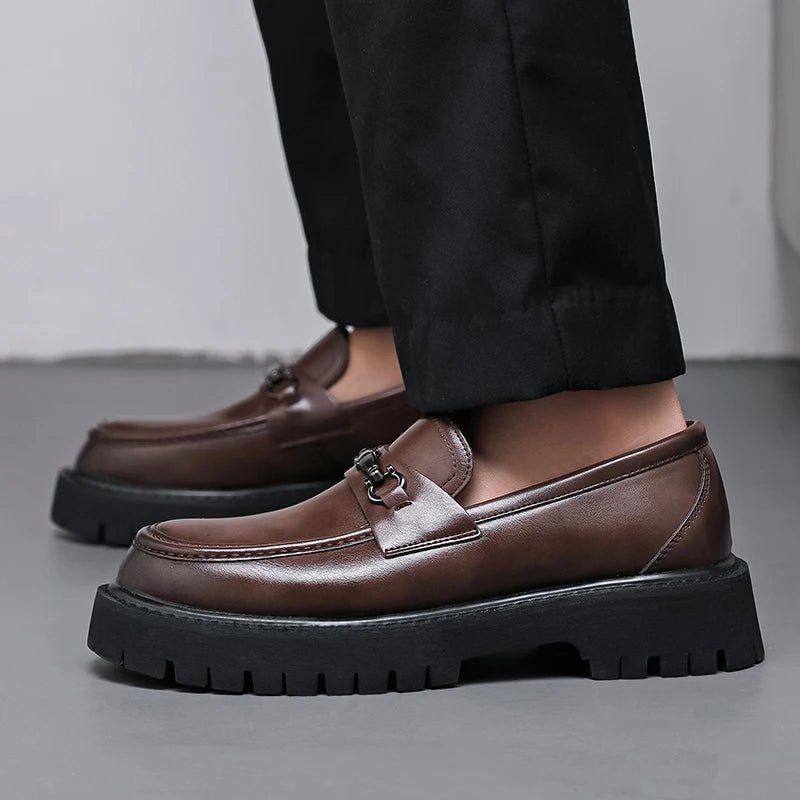 Men's Leather Platform Dress Loafers