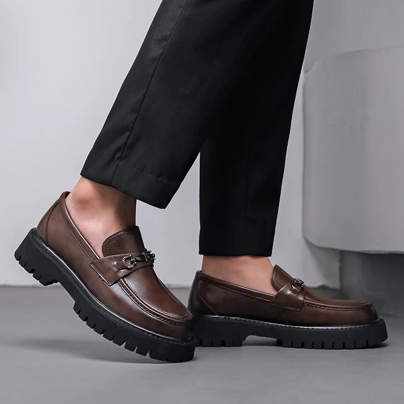 Men's Leather Platform Dress Loafers
