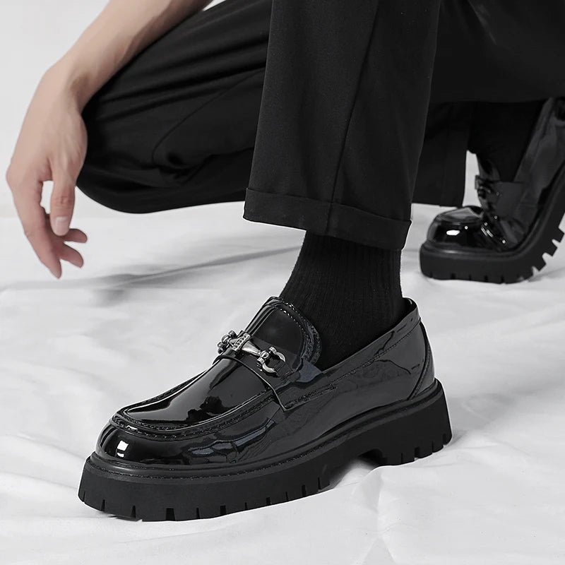 Men's Leather Platform Dress Loafers